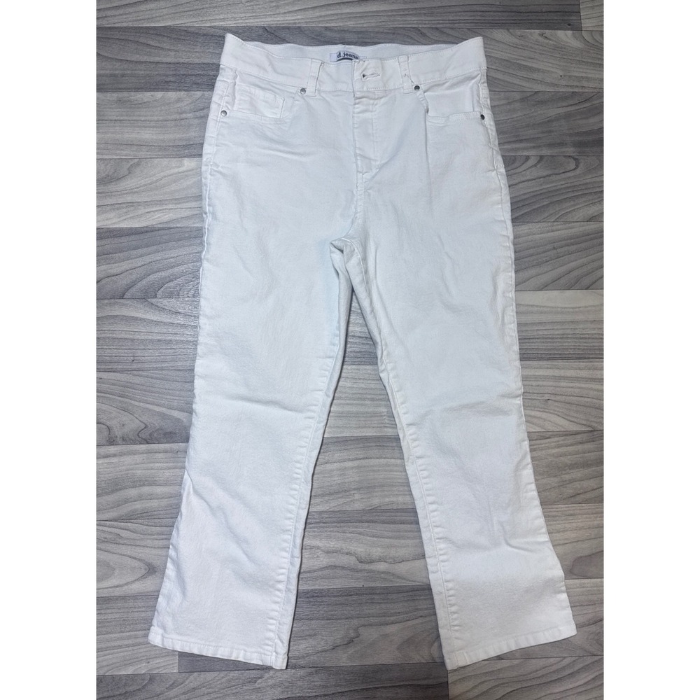 d. jeans Women White Straight Leg Denim Pants Size 8 Stretch Ankle Length